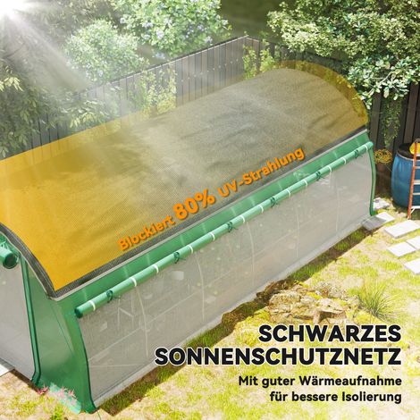 Serre tunnel 6x3x2 m avec filet anti-UV, côtés enroulables, bâche plastique, armature en acier, couleur verte