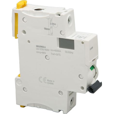 Disjoncteur résidentiel monophasé à double verrouillage, protection multiple contre les fuites de courant, interrupteur pneumatique 230 V/400 V CA, 63 A (1/5)