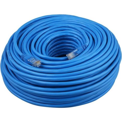 Câble Ethernet Plat Cat6 RJ45 1000 Mbps - Longueur 50 mètres - Câble de Réseau pour Raccordement Internet et LAN (1/4)
