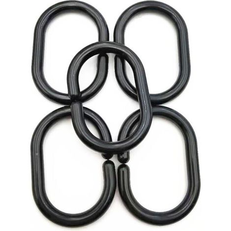 Pack of 100 Black Plastic Sliding Shower Curtain Rings, 23.46mm (1/3)