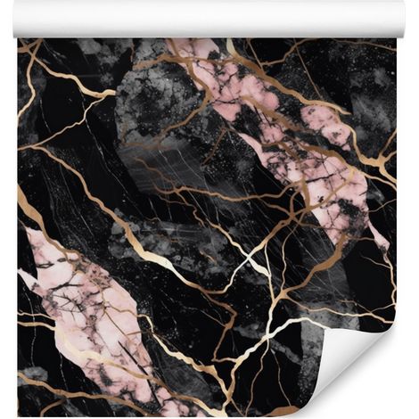 Papier peint en graphite et marbre noir pour salon et chambre 50x1000 cm (1/5)