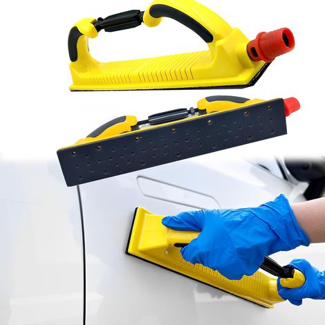Plaque de Poussée à la Main, Support de Papier Abrasif Léger, Peut être Aspiré, Réglable et Pliable Ponceuse à Main pour Bandes Abrasives 40070mm (Jaune) (1/5)
