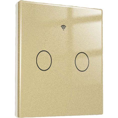 Interruttore Wifi Da Parete 86X86 Pannello Touch 2 Tasti Colore Oro WiFi + RF 433 Compatibile con Amazon Alexa e Google Home (1/3)