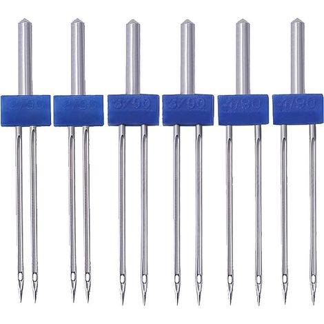 6 Pièces Sewing Machine Stretch Twin Needle, Aiguilles Doubles, Aiguille Jersey Machine à Coudre, pour Machine à Coudre Domestique (1/5)