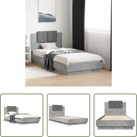 Oreiller de tête - Cadre de lit sans matelas gris béton 90x190 cm (1/5)