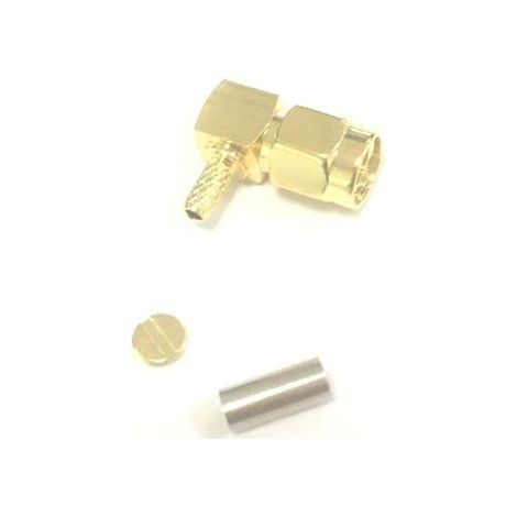 Connecteur coaxial RS PRO Mâle à angle droit, raccordement A sertir, A souder 50O Montage sur câble ( Prix pour 1 ) (1/3)