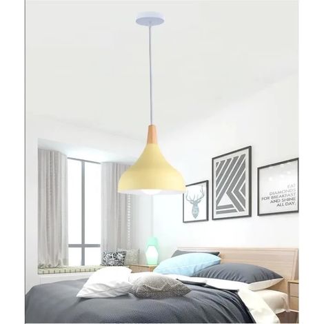 Moderne Suspension Luminaire,Lampe Plafonnier Rétro Style Nordique en Goutte Chapeau pour Restaurant Cafe Bar,Jaune,20cm (1/4)