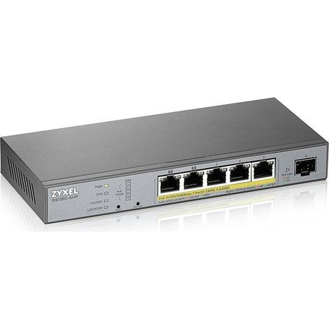 Zyxel GS1350-6HP, 6 Port managed CCTV PoE switch, long range, 60W, 802.3BT (1/4)