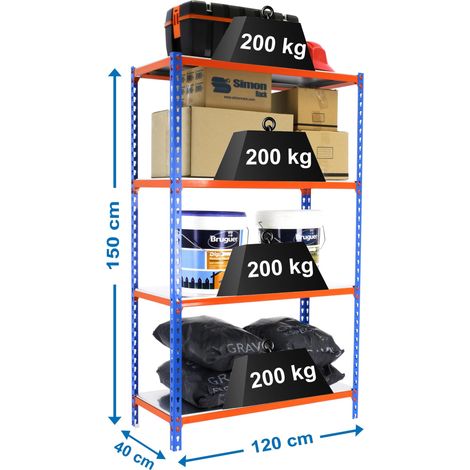 Simonrack Scaffale Simplicité blu 4 ripiani 800 kg