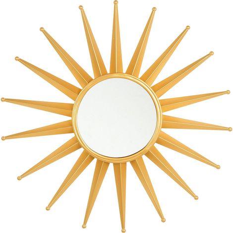 Miroir Mural Rond avec Cadre de Forme Solaire en Métal Doré au Style Versaillais pour Salon Beliani