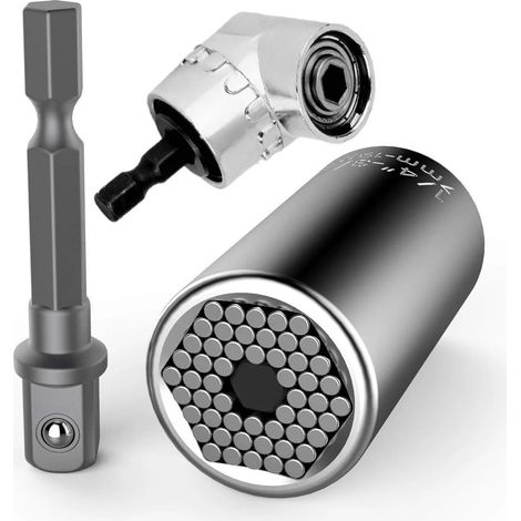 Clé à douille Clé universelle Écrou universel Clé à douille universelle Outils à main multifonctions 7-19mm avec un tournevis à 105 ° Adaptateur de fixation Adaptateur Outils de réparation (1/5)