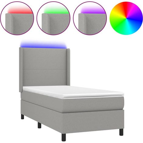 Maison Exclusive - Boxspringbett mit Matratze & LED Hellgrau 80x2