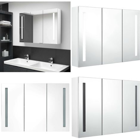 Armoire de salle de bain à miroir LED 89x14x62cm Blanc brillant - Meuble De Salle De Bain - Armoire De Salle De Bain - Miroir Lumineux - Éclairage Led - Vanity Mirror - Home & Living