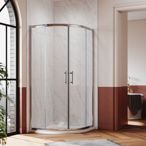 SONNI Duschkabine viertelkreis Runddusche Schiebetür Duschtrennwand gebogene Schiebetür ESG Glas 100x100 cm (1/5)