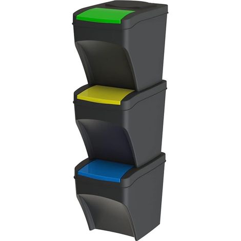 Conjunto de 3 cubos de basura apilables de 25l.