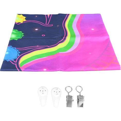 Tapisserie UV réactive décorative, motifs mystérieux colorés, personnage méditatif, tissu brossé, accessoires inclus, modèle GTYJ(39), dimensions 200x150 cm / 78,7x59,1 po. (1/5)