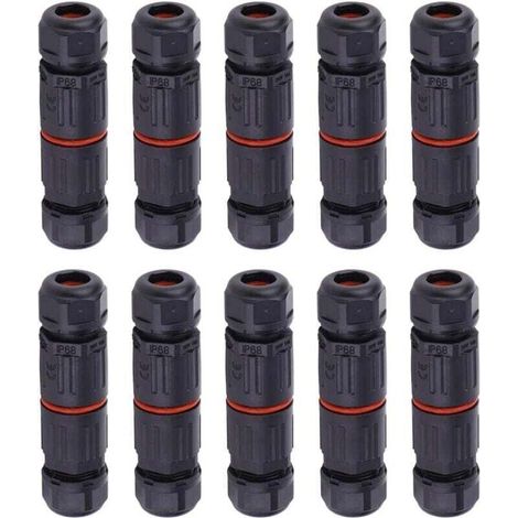 Conector de cable eléctrico impermeable IP68, 10 unidades, conector hembra de 3 pines, resistente al agua, para exteriores (1/4)