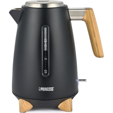 Bouilloire 1,7 L Bambou Rotation à 360° 3000 W Noir mat (1/5)