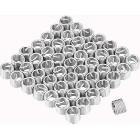 50pcs Insert de Réparation de Filetage, Helicoil M8, Insert Fileté, Inserts Filetés Hélicoïdaux en Fil d'acier Inoxydable M8 X 1,25 X 1,5D de Lueur (1/4)