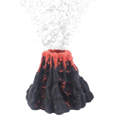 Décoration pour aquarium domestique : volcan en résine de pierre volcanique, 16,5 x 11,5 cm, 1 pièce, rouge-brun (1/5)