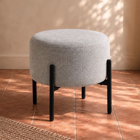 POUF MOD. OTTOMAN DIAM. CM 44 H.41.5 IN TESSUTO GRIGIO (1/2)