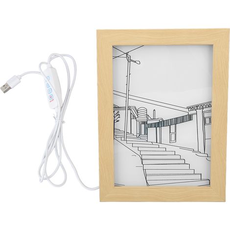 Ortviai Tableau Lumineux LED 3 Modes avec Cadre en Bois Massif et Plaque Acrylique pour Décoration Murale Chambre/Salon