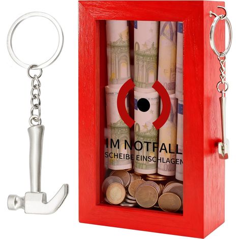 Boîte d'urgence avec marteau - Boîte cadeau personnalisée pour cadeaux en argent, boîte en bois amusante pour billets en euro, bonbons, cadeau créatif à faire soi-même pour anniversaire (1/5)
