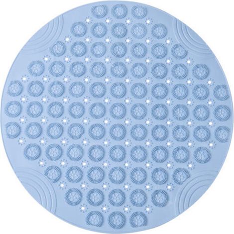 30x30cm PVC Massage Badematte Runde Duschmatte Anti-Rutsch Badematte Antibakterielle Duschmatte Waschmaschinenfeste Badewannenmatte mit Abzugslöchern und Saugnäpfen, blau