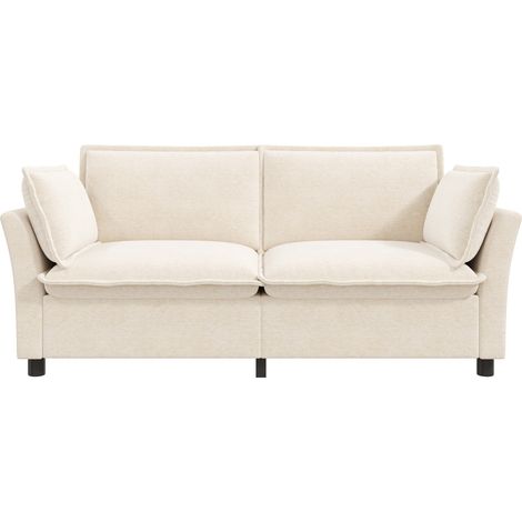 Sofá de 2 plazas en chenilla beige HOMVRA (1/5)