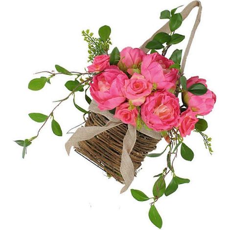 Couronne de printemps, roses, paniers de fleurs, décorations de porte d'entrée, supports pour couronnes (1/4)