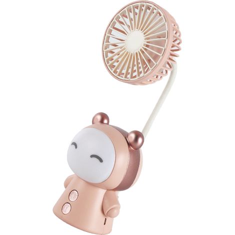 Mini ventilateur portable rechargeable par USB, pliable en ABS, rose. Idéal pour la maison, les voyages, le bureau ou la bibliothèque. (1/5)