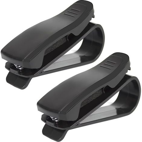 Lot de 2 supports de lunettes pour pare soleil de voiture,accessoires de visière,clip pour carte de ticket,noir (1/5)