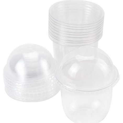 100 Stück 360 ml Dessertbecher mit Deckel, Einweg-Puddingbecher