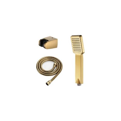 Douchette à main dorée, pommeau de douche en ABS, avec flexible de 150 cm et support, ensemble de douchette à main à haut débit (1/5)