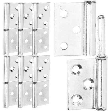 Cerniere per porte in acciaio inox 304 color argento, confezione da 12 pezzi, design a fori multipli, rotazione fluida, cerniere a bandiera rimovibili per porte e mobili in legno. (1/5)