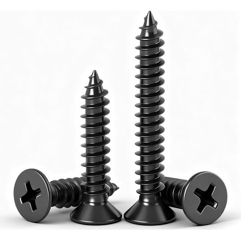 50 pièces Vis à Bois,M3x40mm Vis Autotaraudeuse à Tête Fraisée,Noir Boulons Métalliques à Empreinte Cruciforme pour Métaux et de Mubles (1/5)