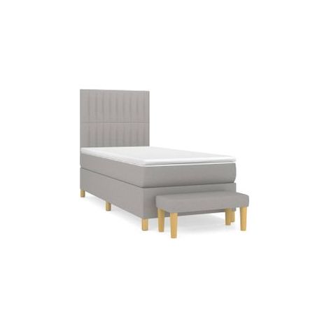 Sommier à lattes de lit avec matelas Gris clair 90x200 Tissu (1/5)