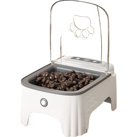 Distributeur automatique de croquettes électrique pour chats et petits chiens, gamelle pour croquettes d'intérieur pour chats, chatons et toutes races (gris) (1/5)