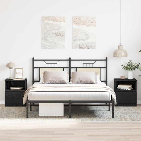 Bedside Cabinet 2 pcs Black oak 40 x 40 x 50 cm Engineered wood vidaXL (1/5)