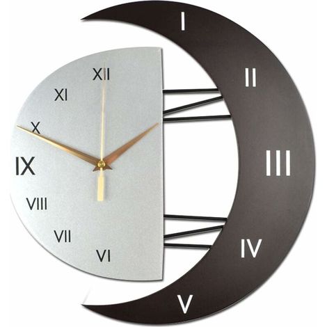 SHINING HOUSE Reloj de pared de diseño moderno, reloj de cocina silencioso, reloj creativo con forma de luna, reloj de decoración para el hogar (1/5)