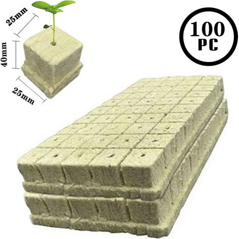 Cube De Laine De Roche - 100 Pièces - 25 x 25 x 25 mm / 25 x 25 x 30 mm / 25 x 25 x 40 mm - Pour Culture Hydroponique, Enracinement, Bouturage Et Germination De Graines (1/5)