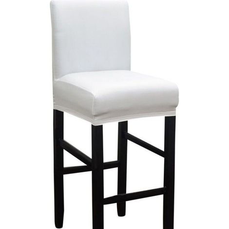 Housse De Chaise - Cuir Synthétique Imperméable - Pour Tabouret De Bar À Pieds Hauts Et Siège À Dossier Bas - Blanc - 2 Pièces