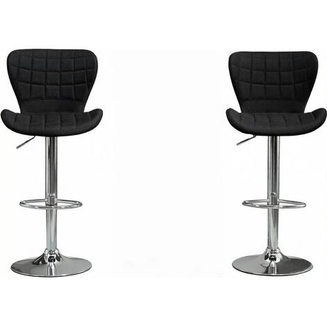 CHICFURN Lote de 2 taburetes de bar regulables 47 x 51,5 x 89,5-111,5 cm negro, giratorios (1/5)