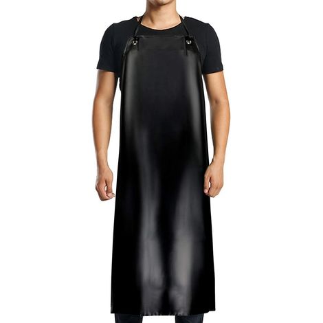 Delantal impermeable de PVC - 120x90 cm negro para hombres y mujeres Impermeable y resistente al aceite Adecuado para limpieza, trabajos de laboratorio, matanza, peluquería canina (1/5)