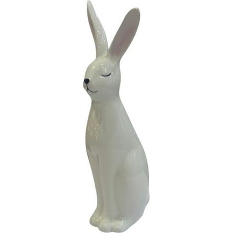 30cm Decorative Porcelain Bunny - L11 x W11 x H30 cm - White