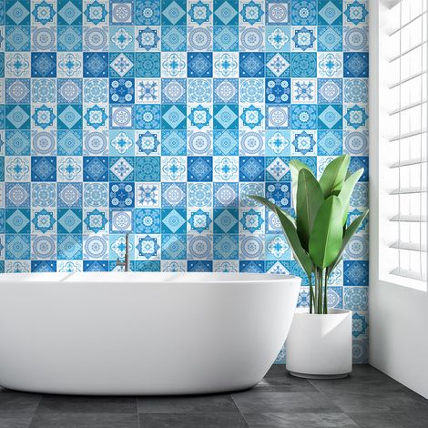 Sticker Mural Carrelage adhésif Cuisine Salle de Bain - 30 STICKERS CARRELAGES AZULEJOS ANGELA - 30stickers10x10cm (1/5)