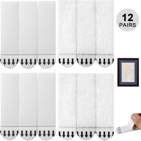 12 paires de bandes adhésives pour accrocher des photos, ruban adhésif ultra-résistant, fixation sans perçage, pastilles adhésives, autocollants pour cadres photo muraux, fixation sans abîmer les murs (1/5)