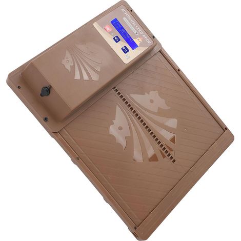 Porte de poulailler automatique USB 3 en 1 avec capteur de lumière, télécommande et minuterie, ouverture horizontale, marron (1/5)