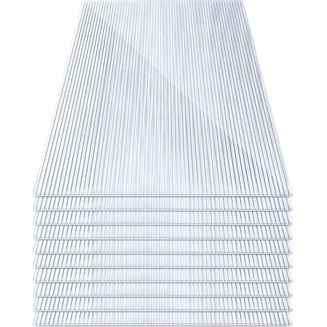 TolleTour 10 plaques polycarbonate alvéolaire translucide 8 mm pour serre, 121 x 60,5 cm, surface 7,32 m², protection UV
