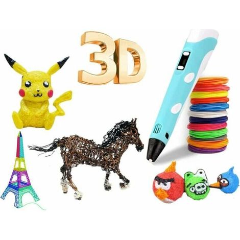 Stylo 3D, stylo d'impression 3D avec compatible PLA et écran LCD, température réglable, crayon 3D pour enfants Bleu (1/5)